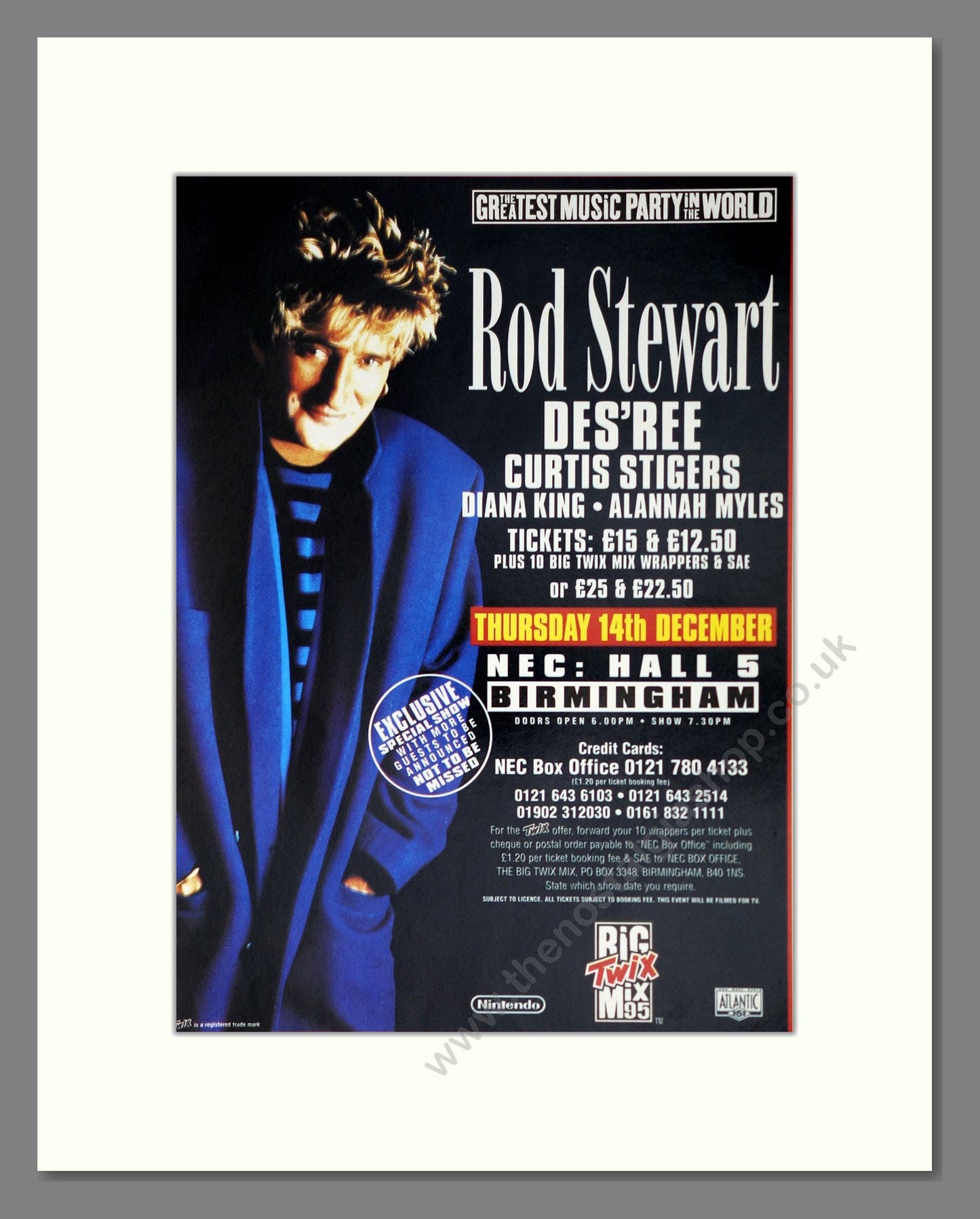 Rod Stewart - NEC Birmingham. Vintage Advert 1996 (ref AD63781)