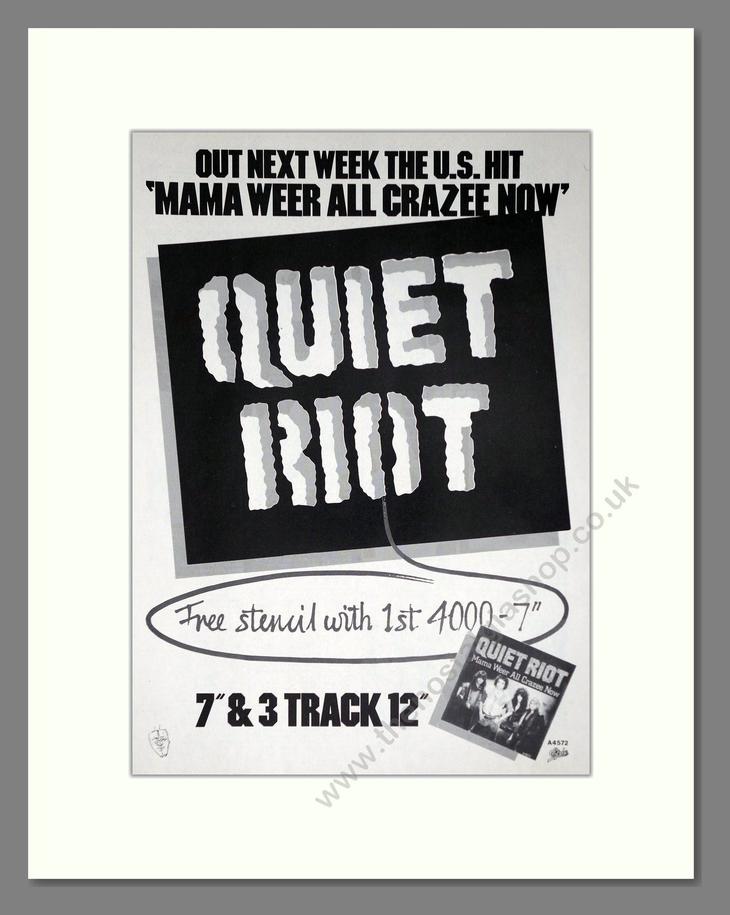 Quiet Riot - Mama Weer All Crazee Now. Vintage Advert 1984 (ref AD63785)