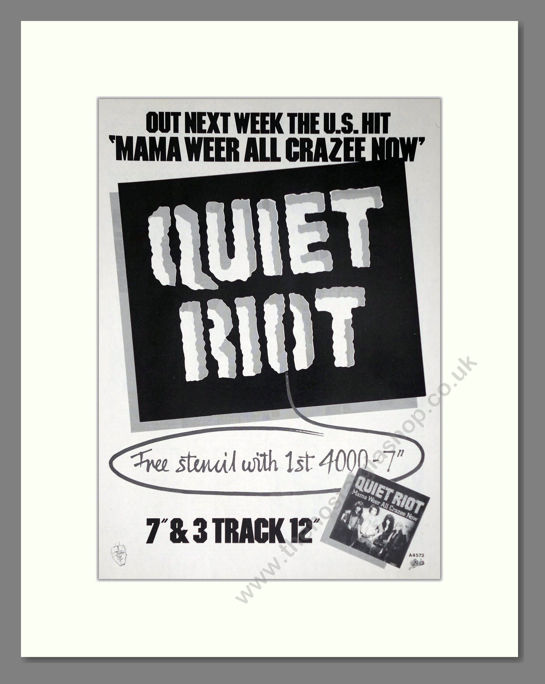 Quiet Riot - Mama Weer All Crazee Now. Vintage Advert 1984 (ref AD63785)
