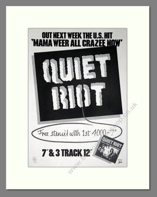 Quiet Riot - Mama Weer All Crazee Now. Vintage Advert 1984 (ref AD63785)