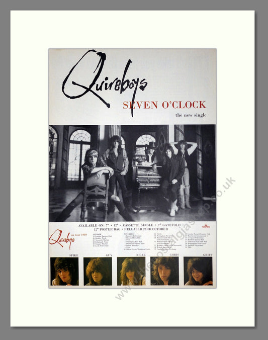 Quireboys - Seven O'Clock. Vintage Advert 1989 (ref AD63799)
