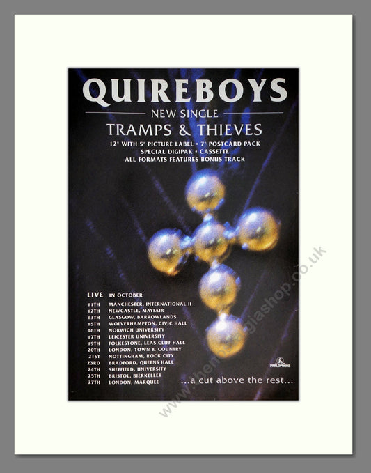 Quireboys - Tramps And Thieves. Vintage Advert 1992 (ref AD63801)