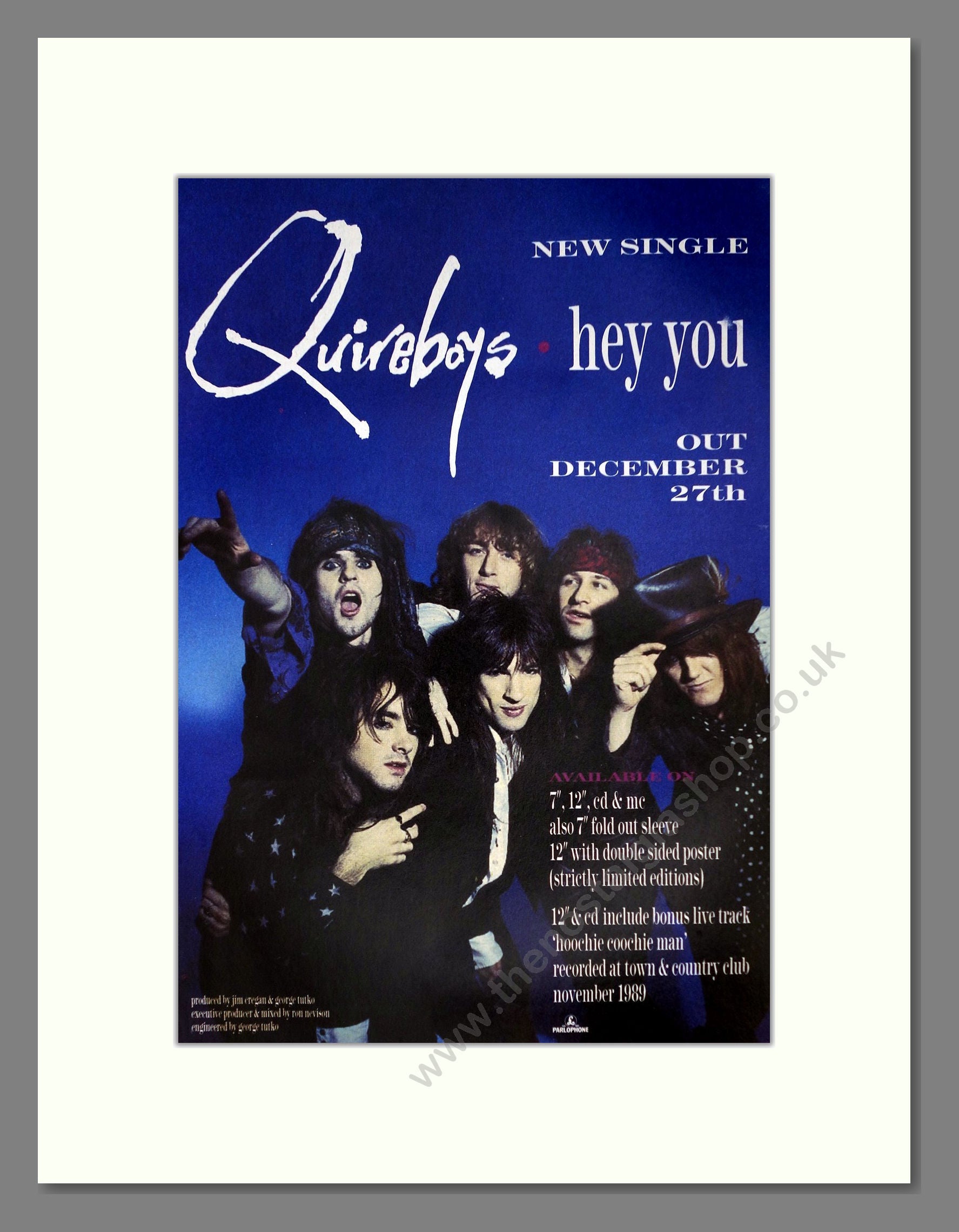 Quireboys - Hey You. Vintage Advert 1989 (ref AD63806)