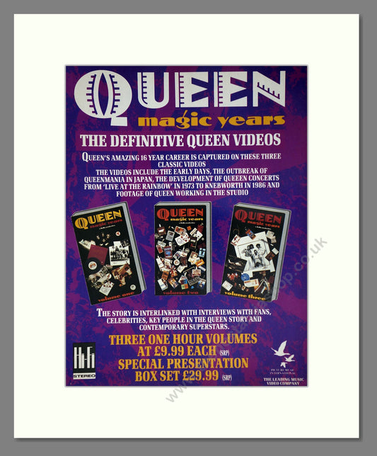 Queen - Magic Years Videos. Vintage Advert 1987 (ref AD63817)
