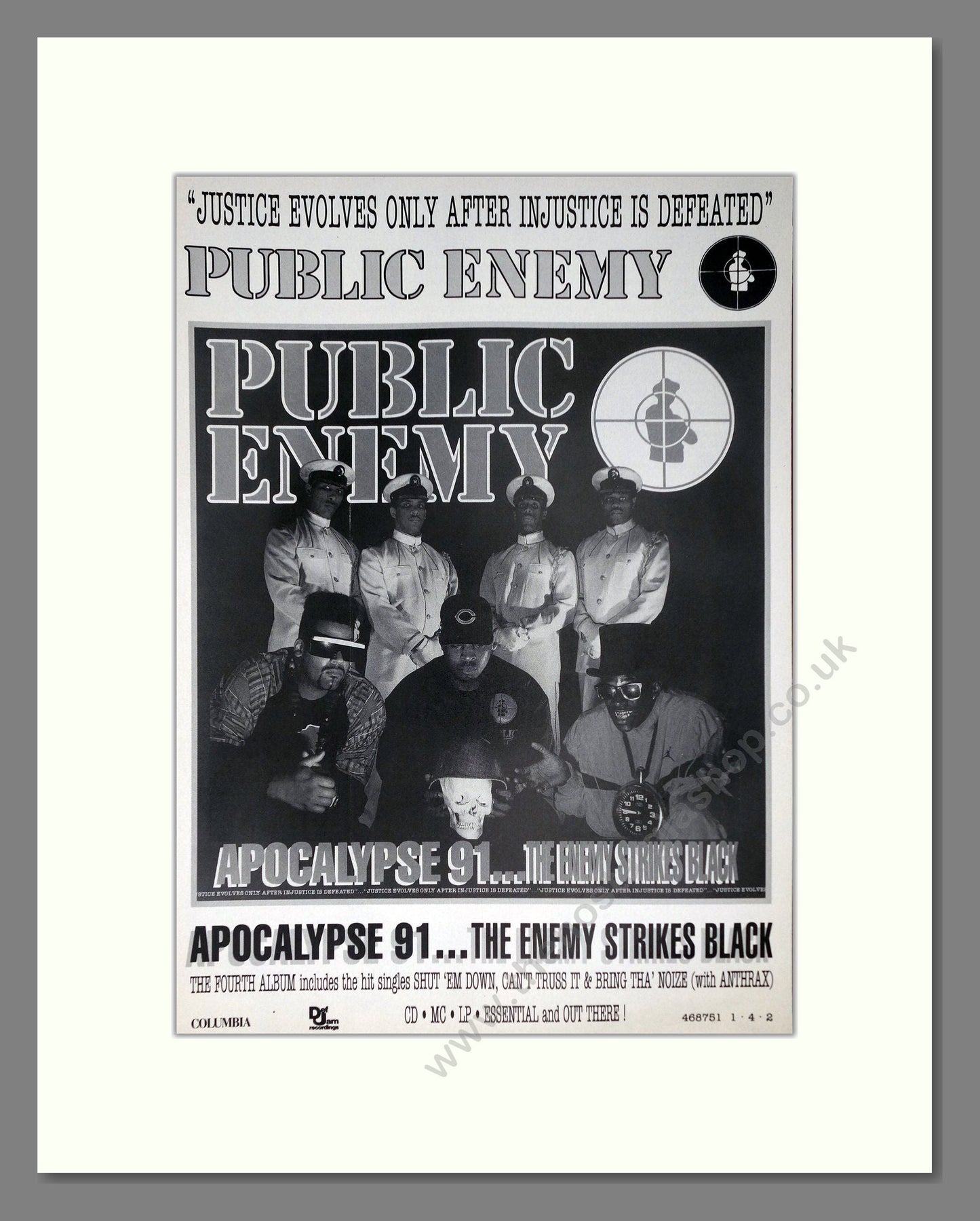 Public Enemy - Apocalypse 91. Vintage Advert 1992 (ref AD63823)