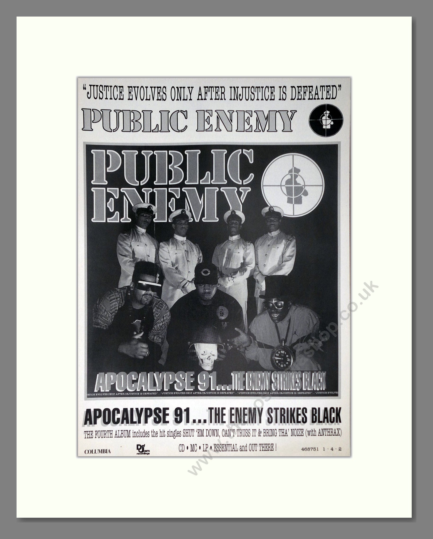 Public Enemy - Apocalypse 91. Vintage Advert 1992 (ref AD63823)