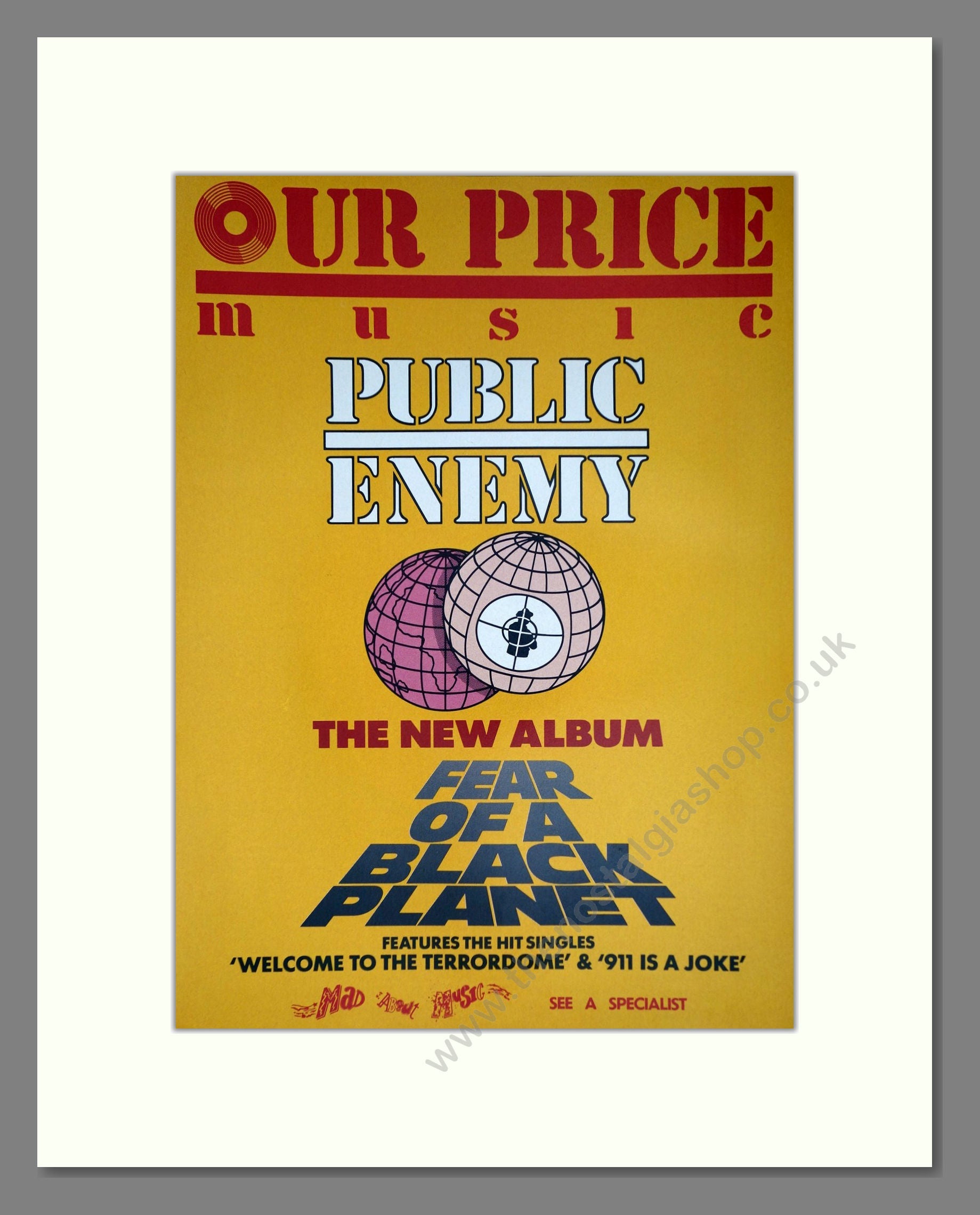 Public Enemy - Fear Of A Black Planet. Vintage Advert 1990 (ref AD63825)