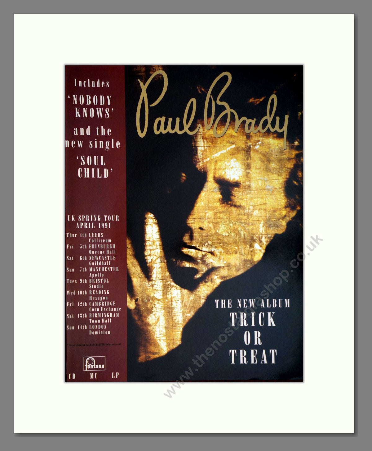Paul Brady - Trick Or Treat. Vintage Advert 1991 (ref AD63830)
