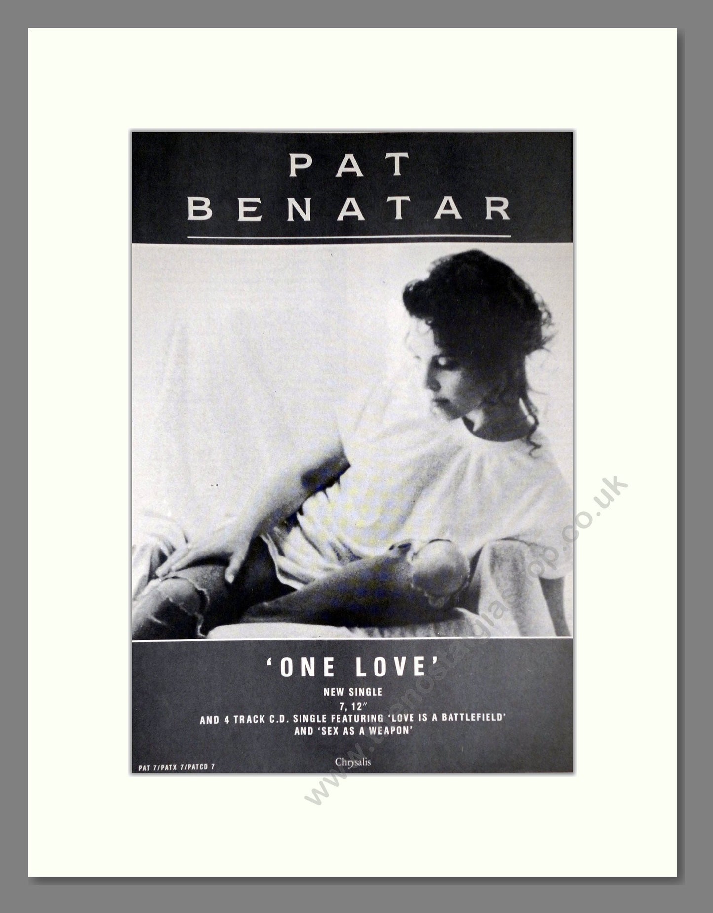Pat Benatar - One Love. Vintage Advert 1988 (ref AD63833)