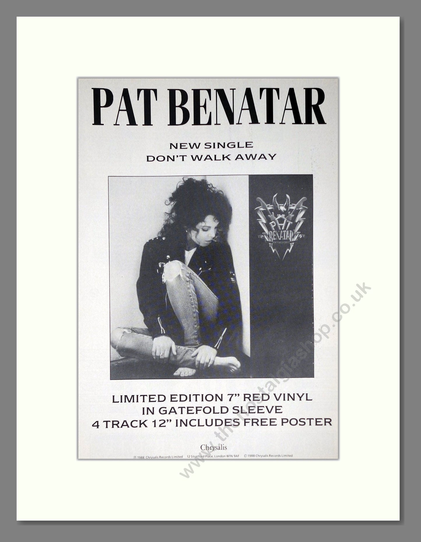 Pat Benatar - Don't Walk Away. Vintage Advert 1988 (ref AD63834)