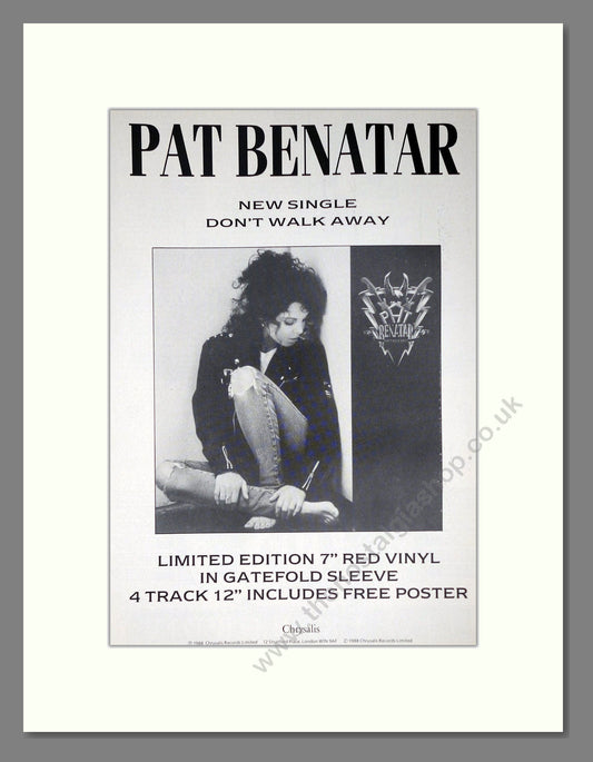 Pat Benatar - Don't Walk Away. Vintage Advert 1988 (ref AD63834)