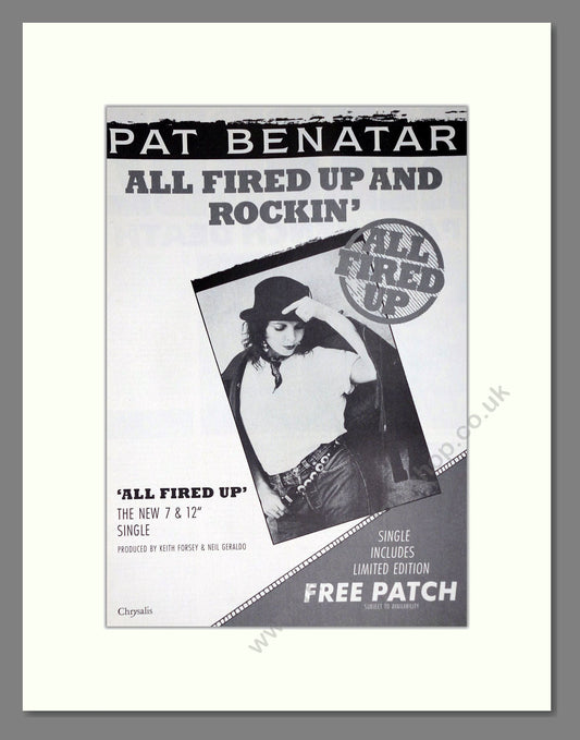 Pat Benatar - All Fired Up. Vintage Advert 1988 (ref AD63835)