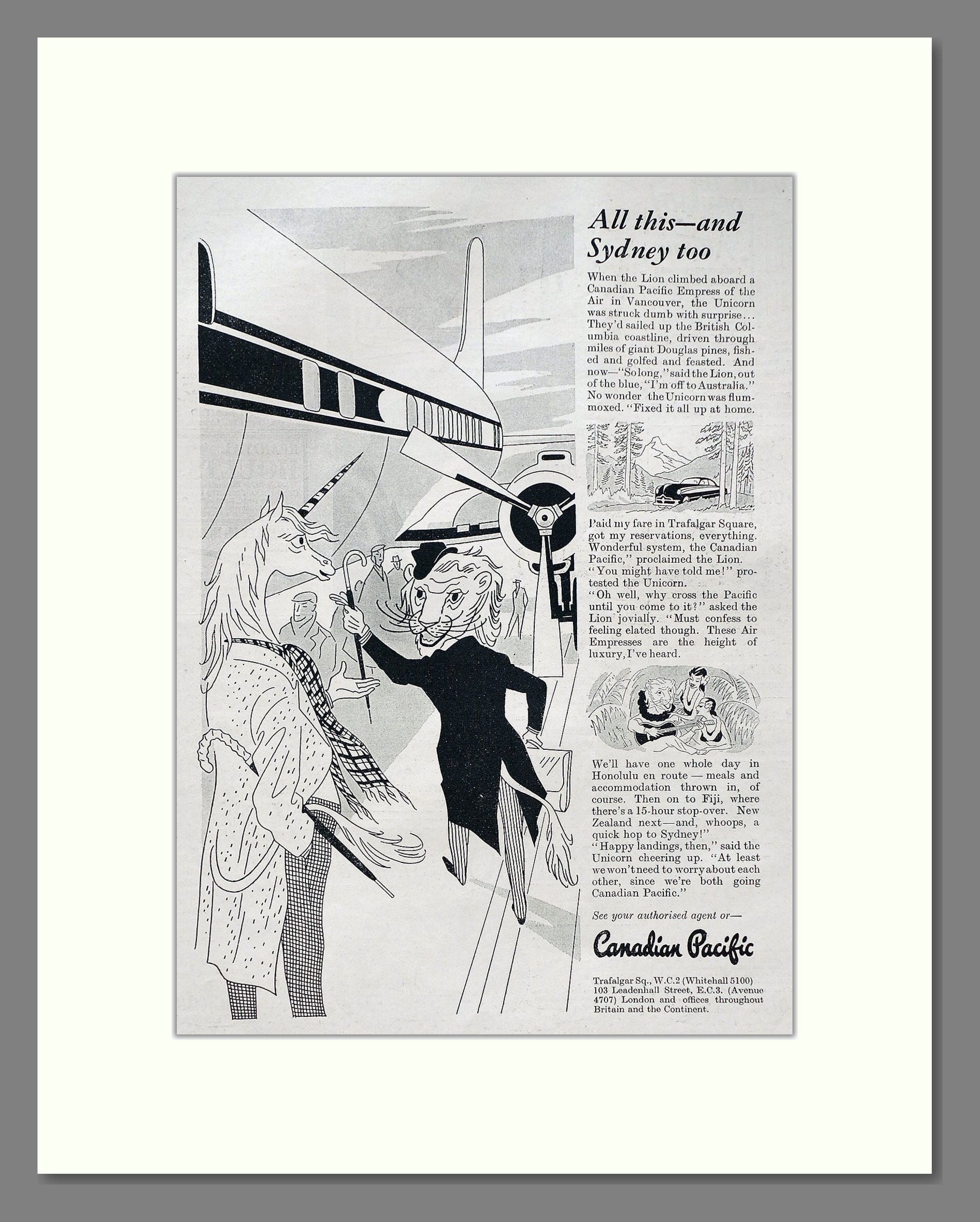 Canadian Pacific - All This And Sydney Too. Vintage Advert 1952 (ref AD63852)