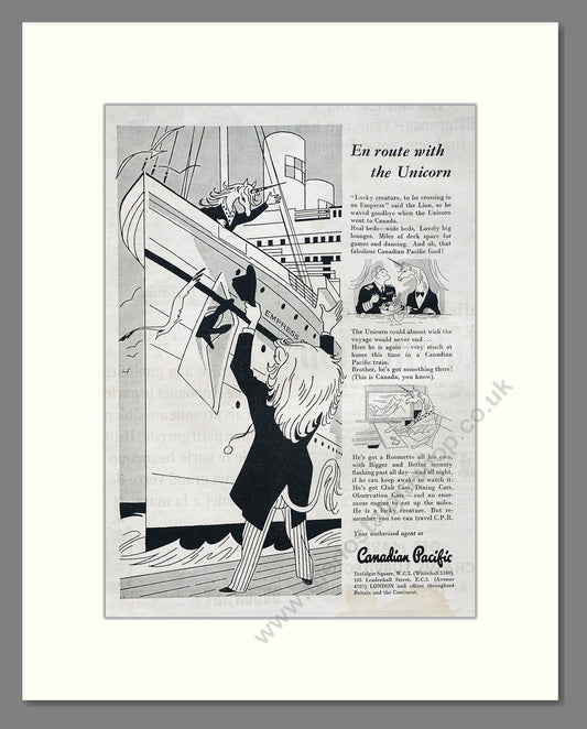 Canadian Pacific - En Route With The Unicorn. Vintage Advert 1952 (ref AD63853)
