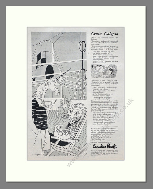 Canadian Pacific - Cruise Calypso. Vintage Advert 1952 (ref AD63854)