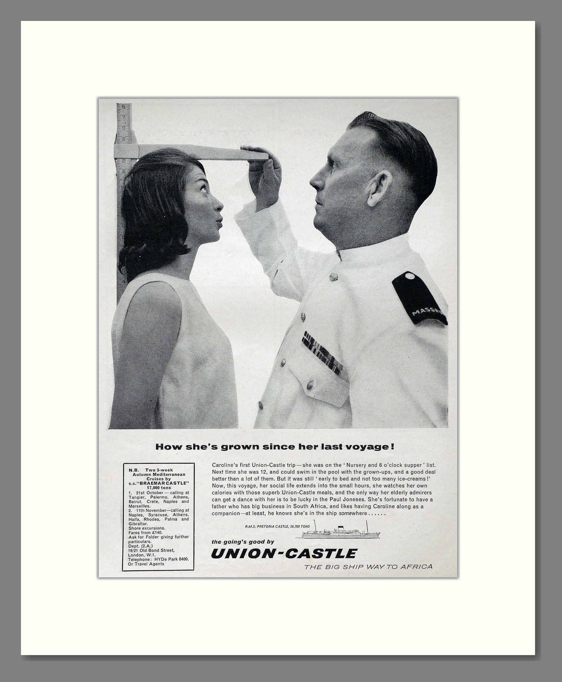 Union Castle - How She's Grown. Vintage Advert 1961 (ref AD63857)