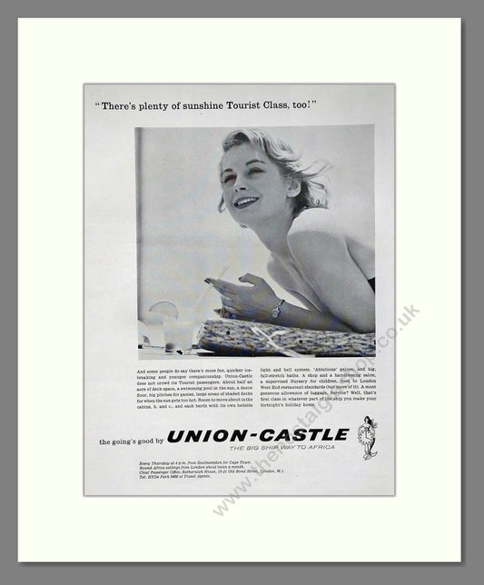 Union Castle - There's Plenty Of Sunshine Tourist Class. Vintage Advert 1960 (ref AD63860)