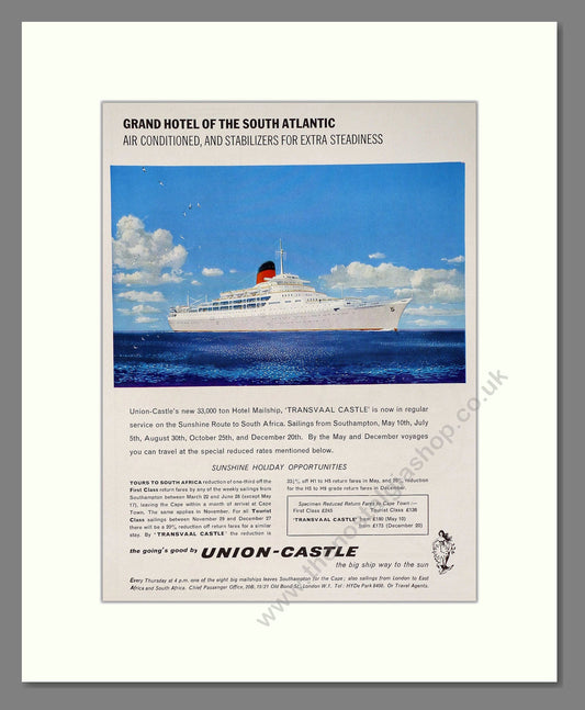 Union Castle - Grand Hotel Of The South Atlantic. Vintage Advert 1962 (ref AD63866)