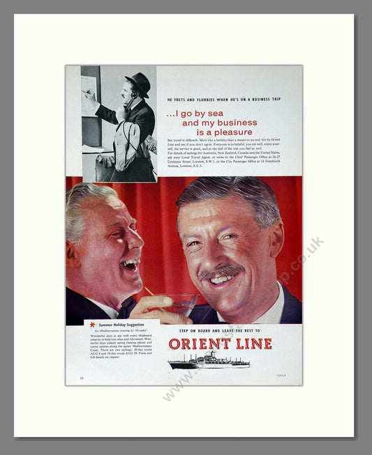 Orient Line - I Go By Sea And My Business Is Pleasure. Vintage Advert 1959 (ref AD63875)