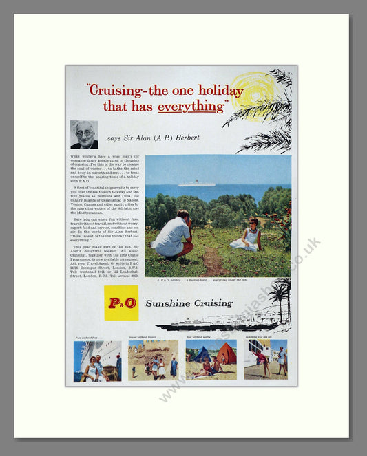 P And O - Sunshine Cruising. Vintage Advert 1959 (ref AD63876)