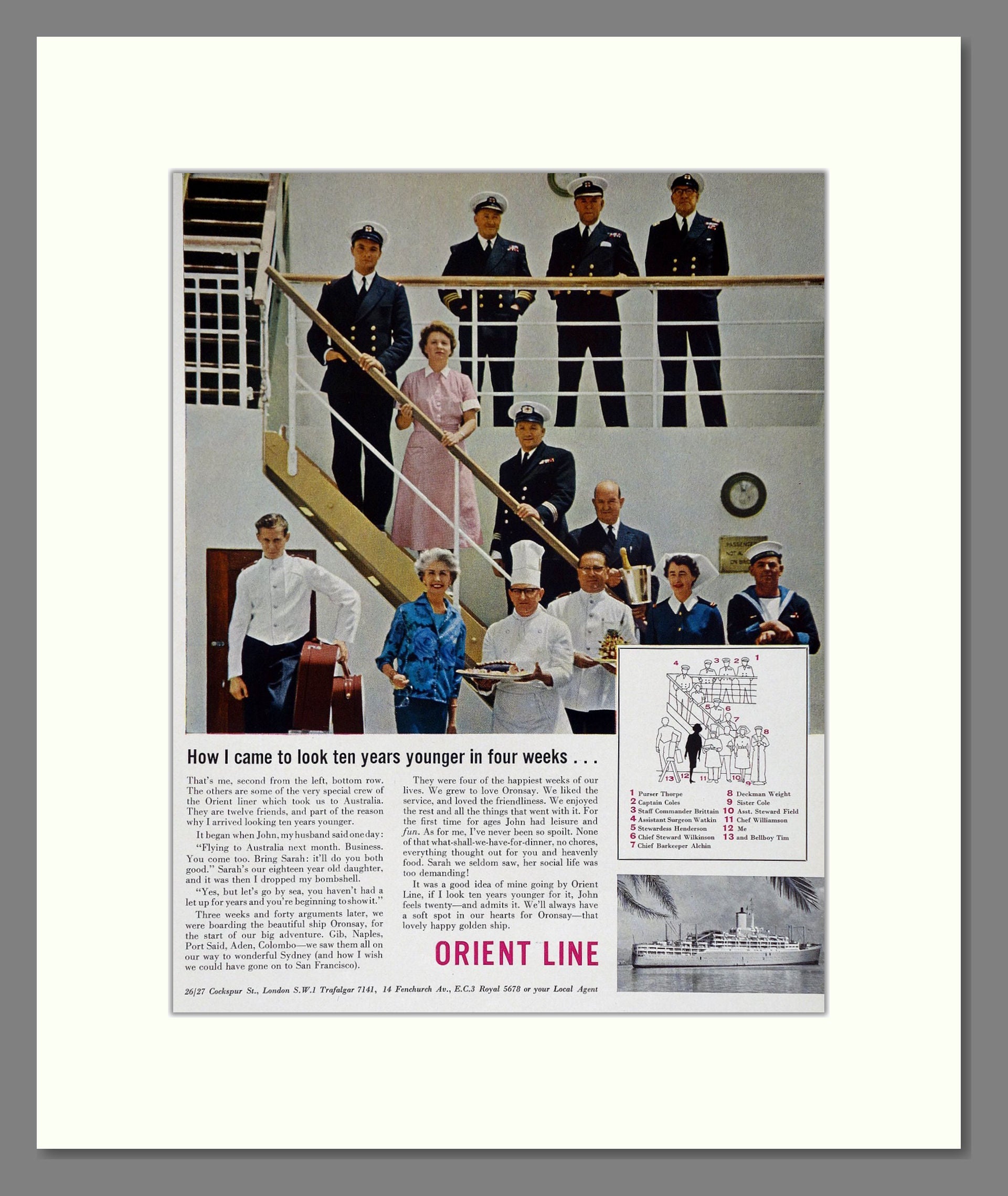 Orient Line - Ten Years Younger. Vintage Advert 1960 (ref AD63877)