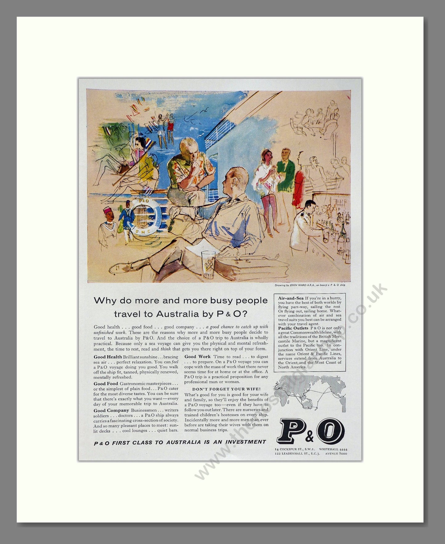 P And O - Travel To Australia. Vintage Advert 1960 (ref AD63880)