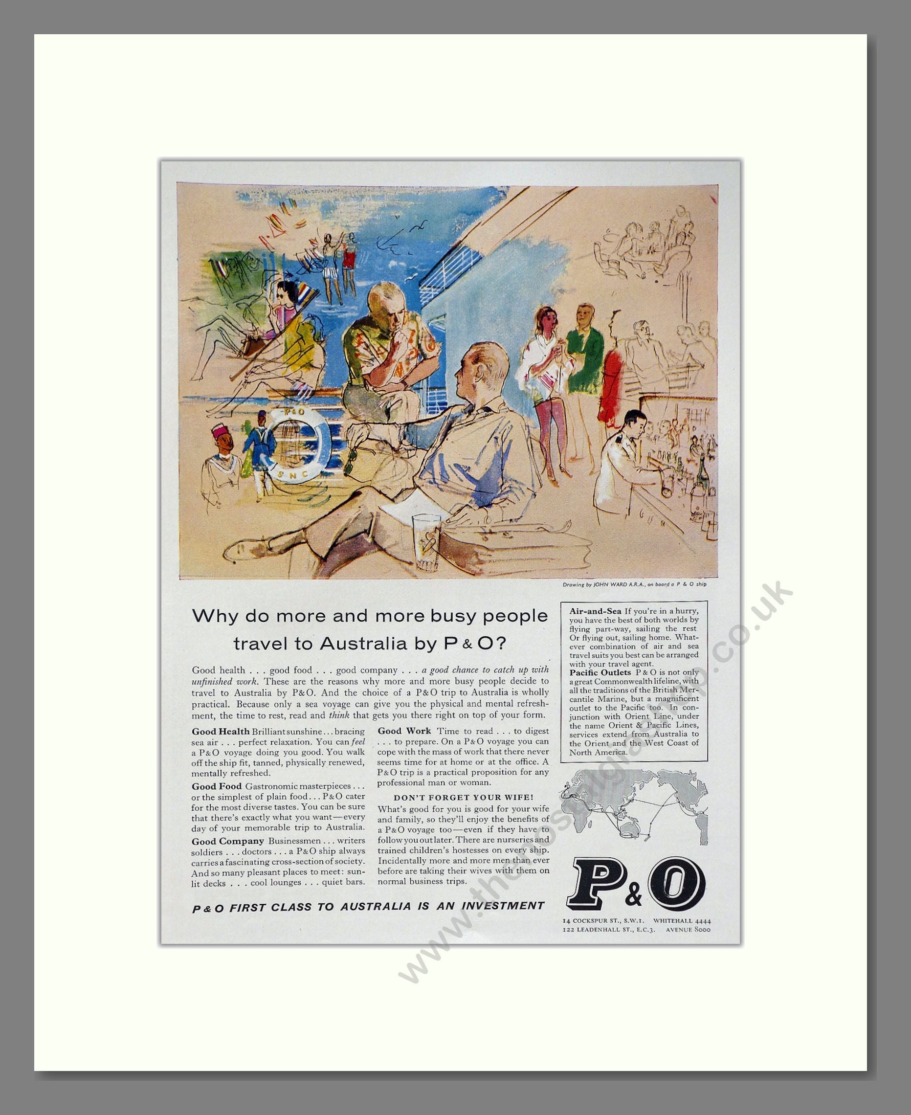 P And O - Travel To Australia. Vintage Advert 1960 (ref AD63880)