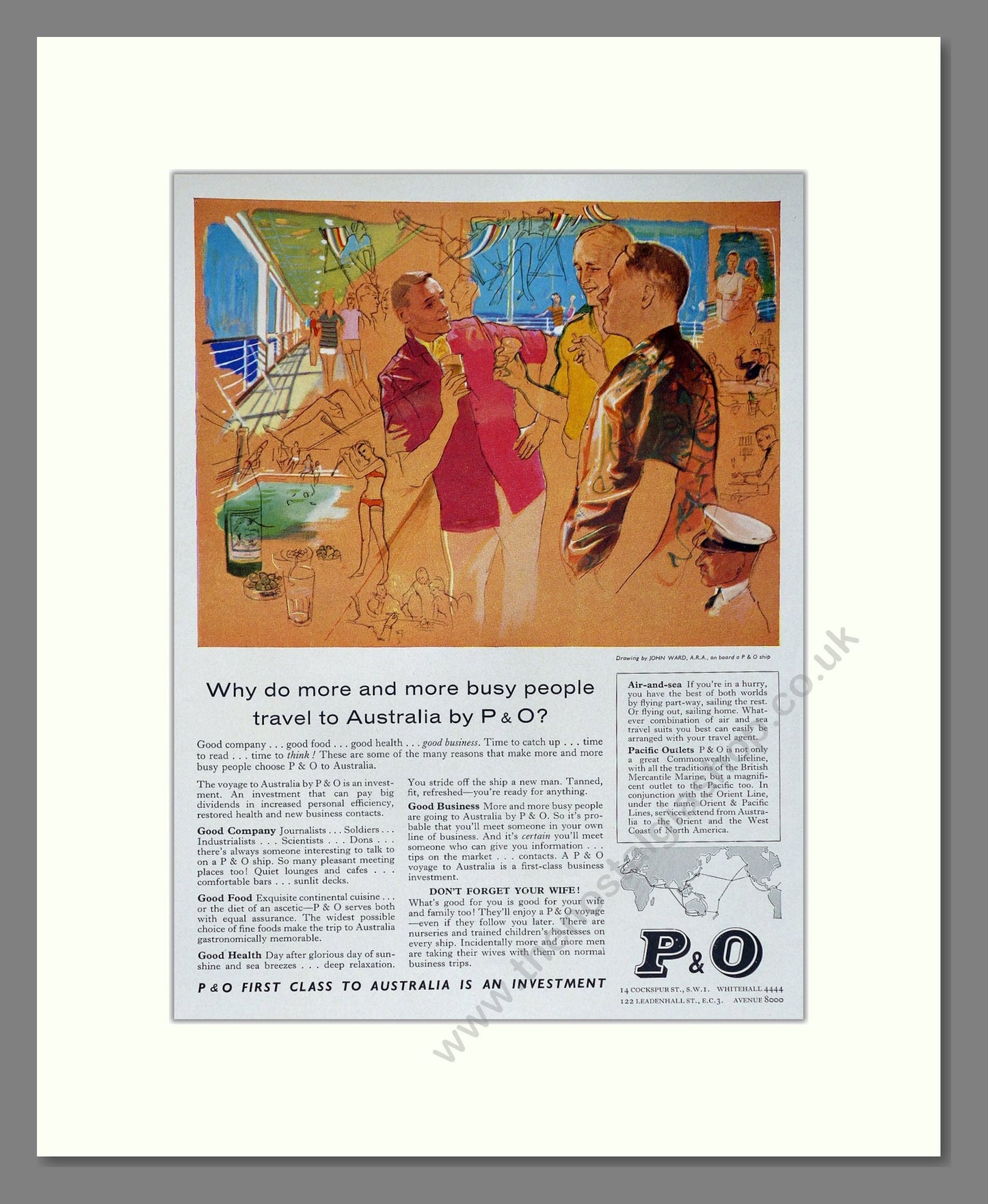 P And O - Travel To Australia. Vintage Advert 1960 (ref AD63881)