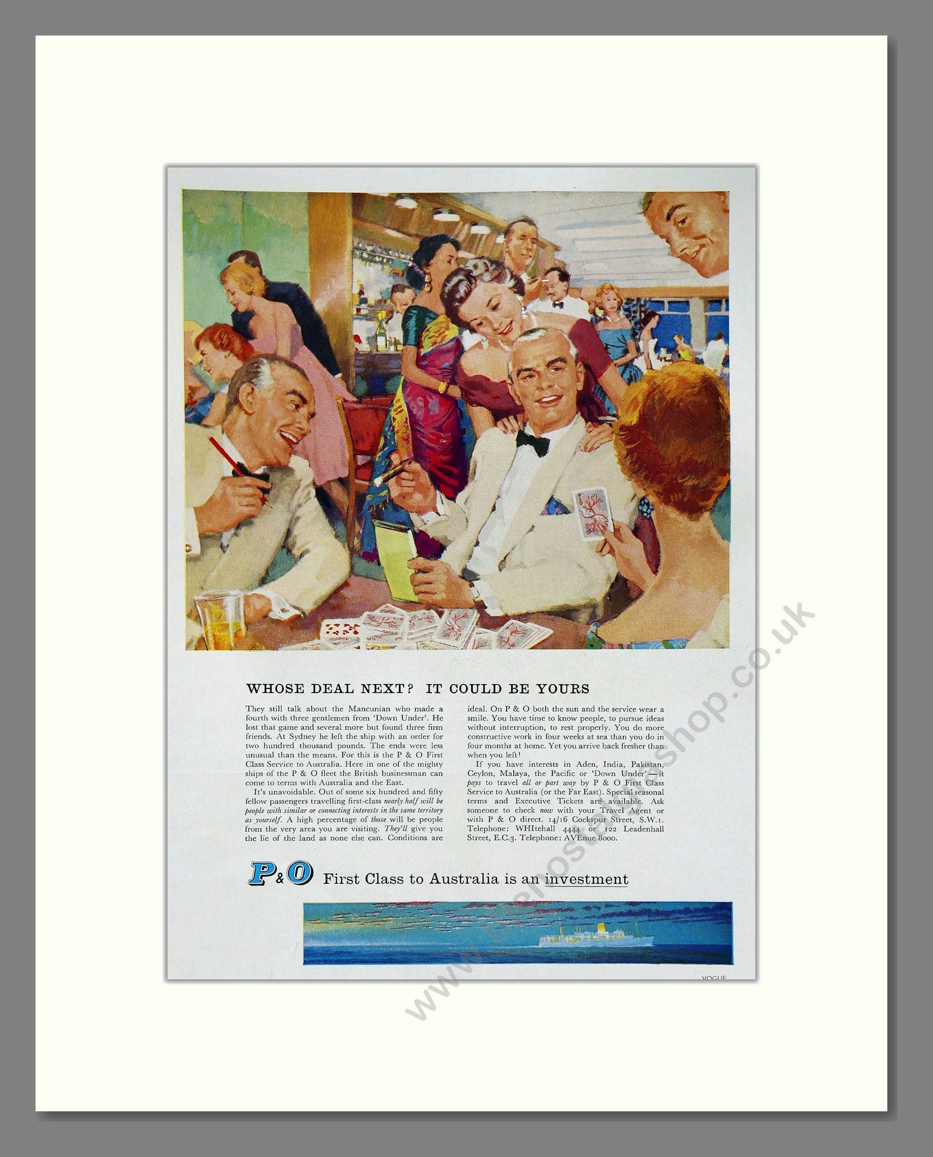 P And O - Whose Deal Next. Vintage Advert 1959 (ref AD63882)
