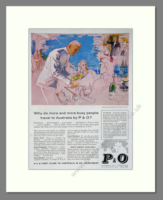 P And O - Travel To Australia. Vintage Advert 1960 (ref AD63883)