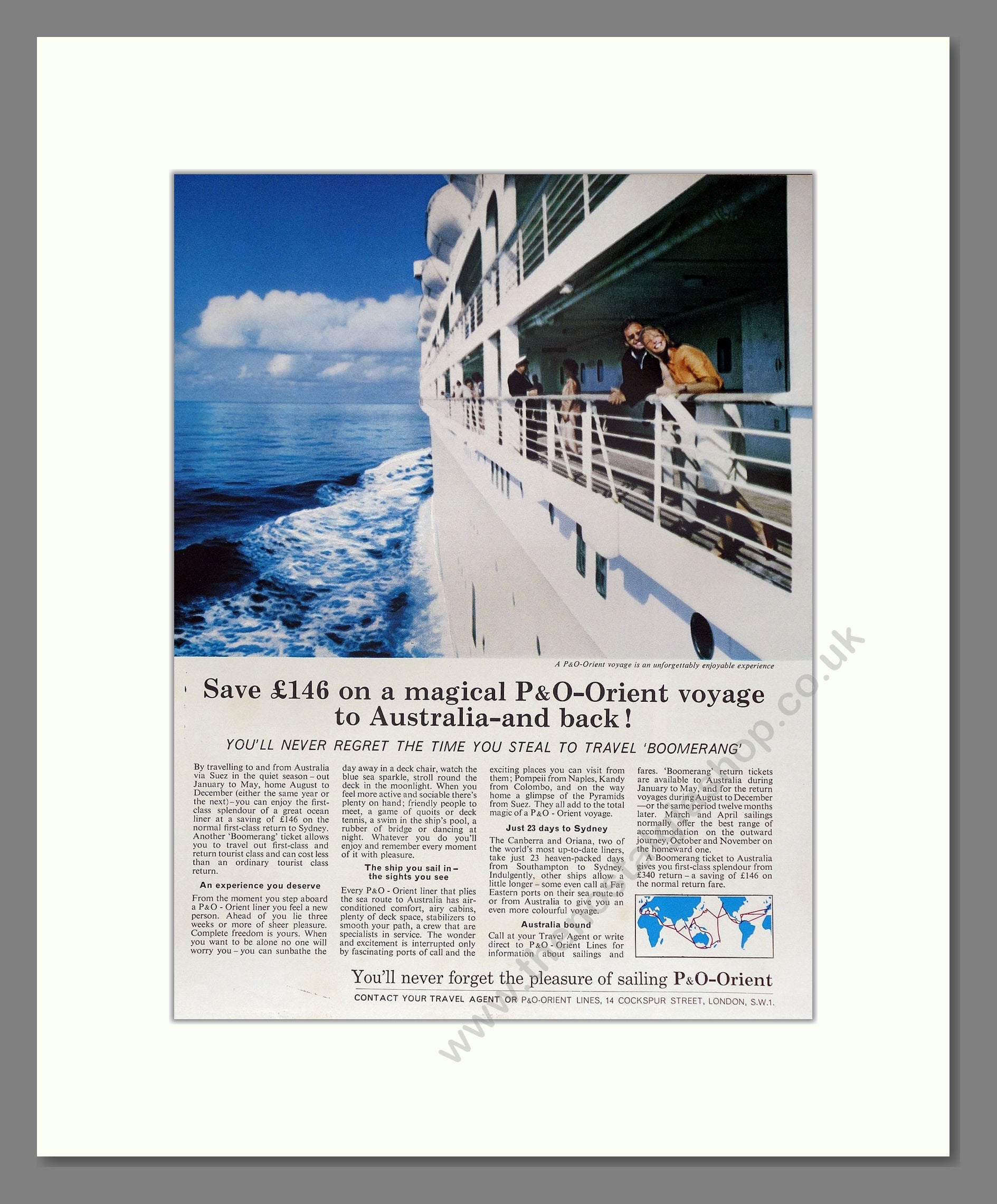 P And O - Voyage To Australia. Vintage Advert 1964 (ref AD63887)