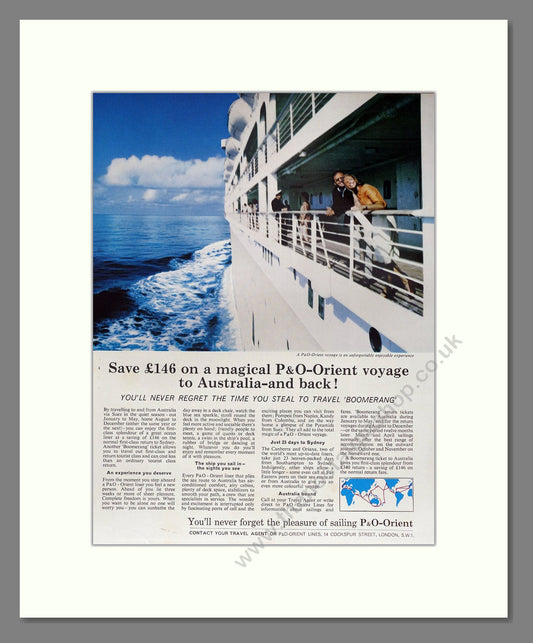 P And O - Voyage To Australia. Vintage Advert 1964 (ref AD63887)