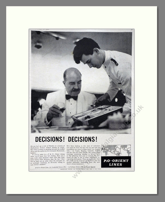 P And O - Orient Lines. Vintage Advert 1962 (ref AD63890)