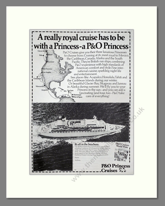 P And O - Princess Cruises. Vintage Advert 1978 (ref AD63892)
