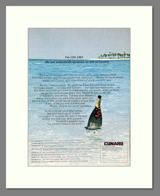Cunard - Escapists. Vintage Advert 1966 (ref AD63897)