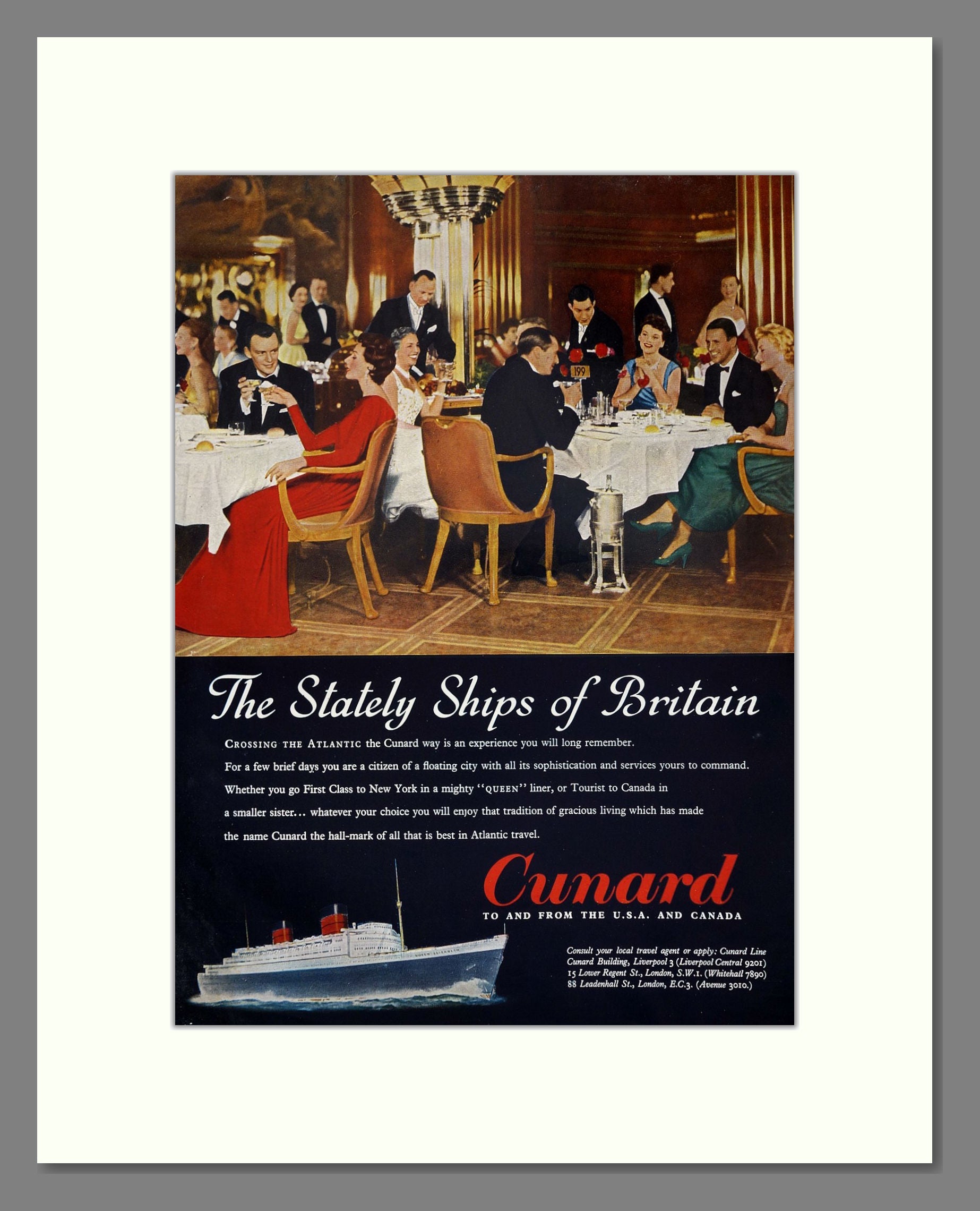 Cunard - Stately Ships Of Britain. Vintage Advert 1957 (ref AD63898)