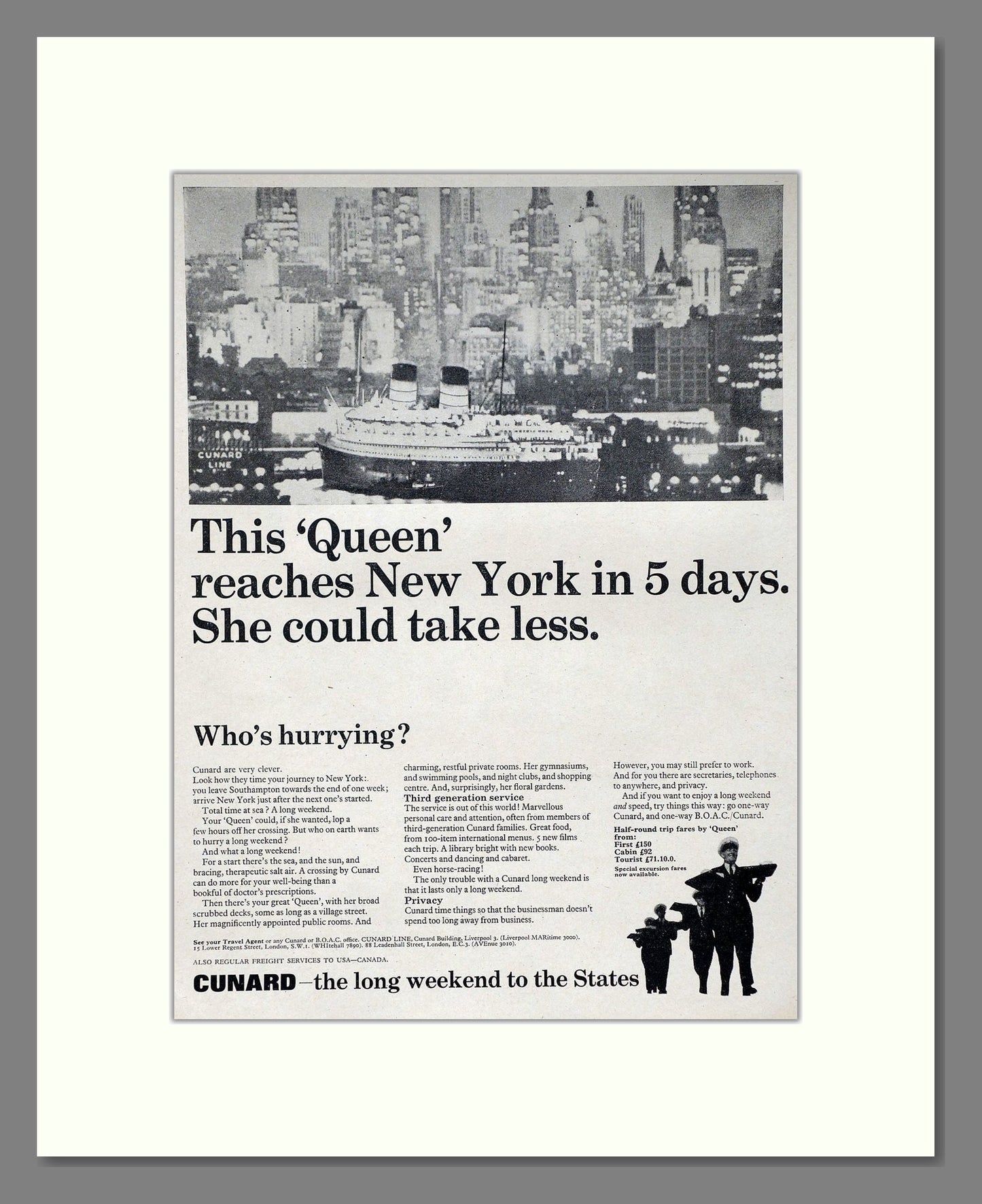 Cunard - Queen. Vintage Advert 1965 (ref AD63906)