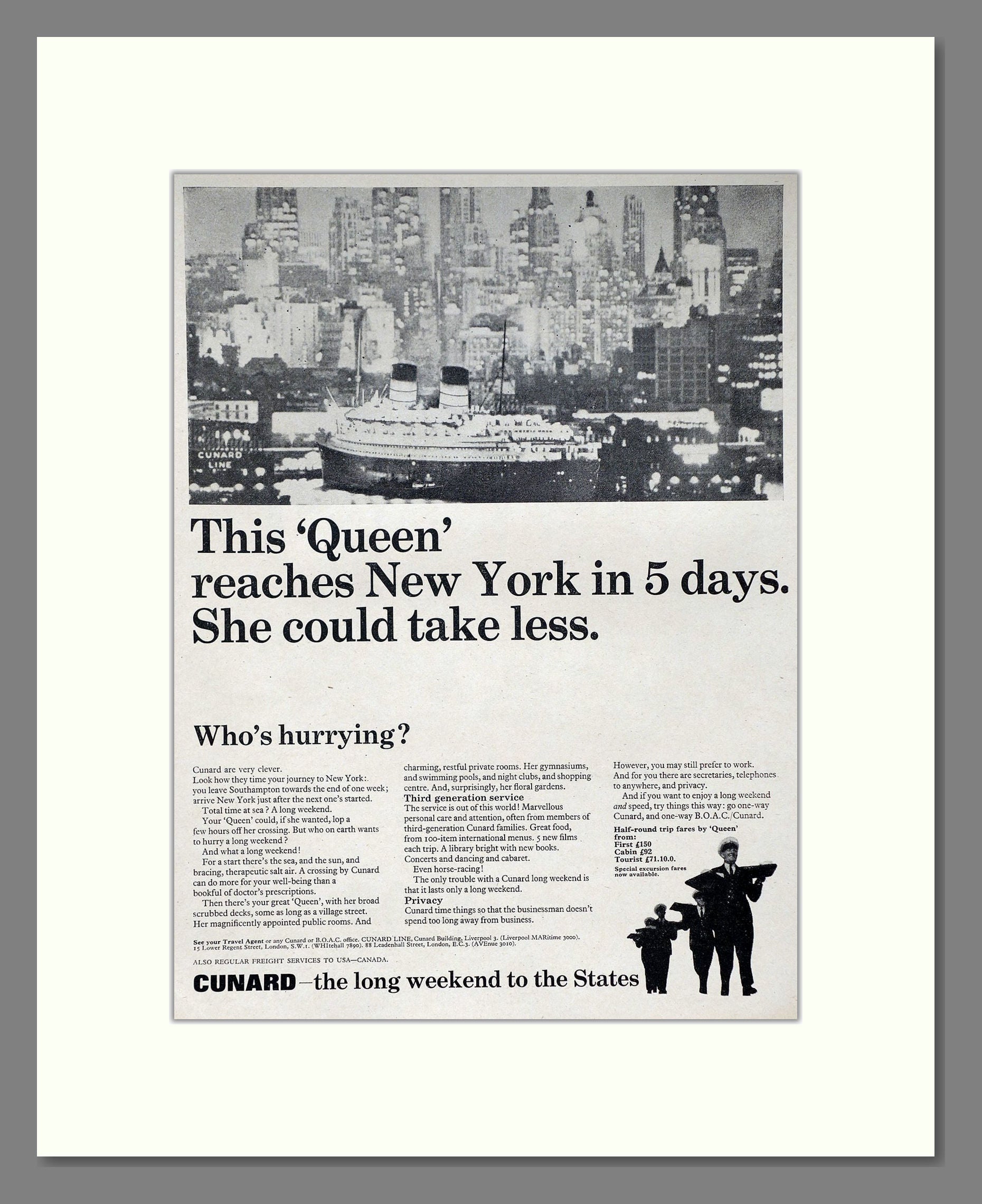 Cunard - Queen. Vintage Advert 1965 (ref AD63906)