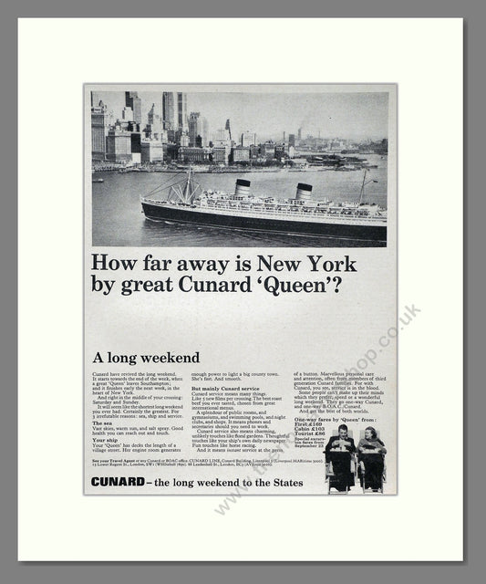 Cunard - Queen. Vintage Advert 1965 (ref AD63907)