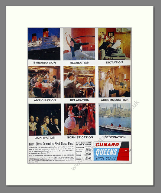 Cunard - Queens First Class. Vintage Advert 1963 (ref AD63909)