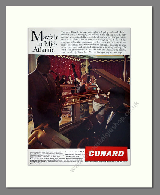 Cunard - Mayfair Mid Atlantic. Vintage Advert 1962 (ref AD63910)
