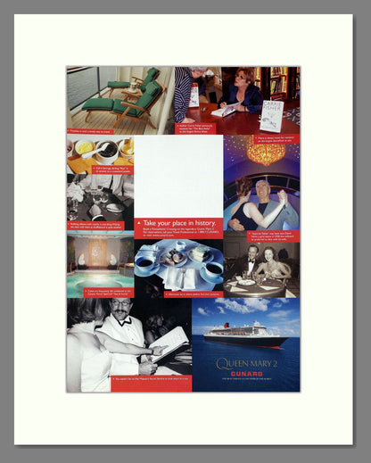 Cunard - Queen Mary 2 (Double Advert). Vintage Advert 2005 (ref AD63915)