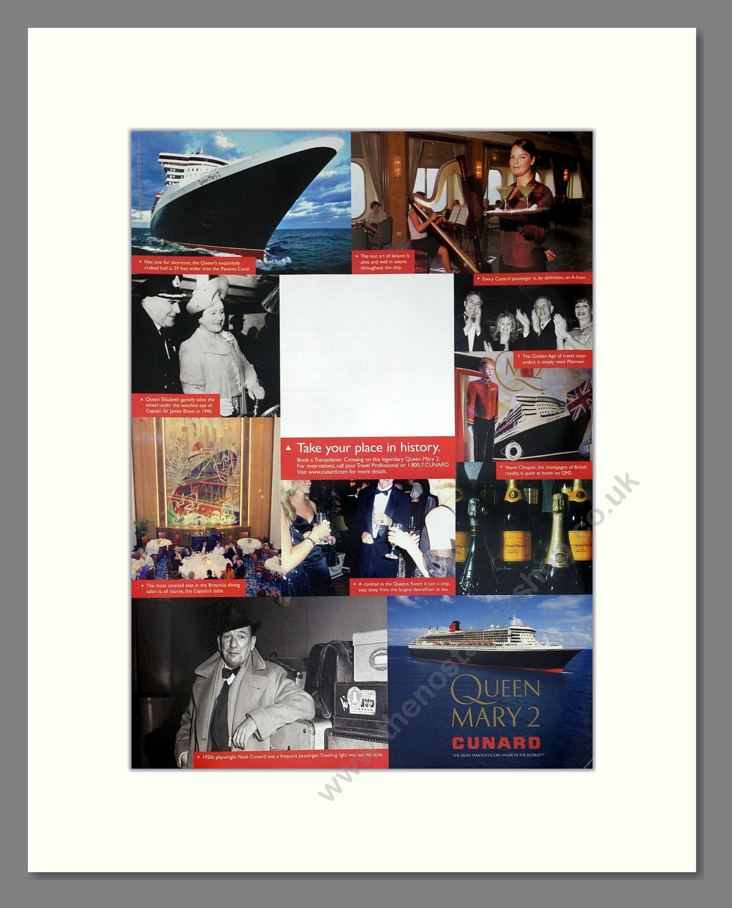 Cunard - Queen Mary 2 (Double Advert). Vintage Advert 2005 (ref AD63917)