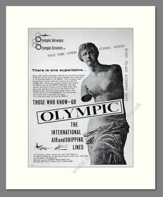 Olympic - Airways And Cruises. Vintage Advert 1961 (ref AD63920)