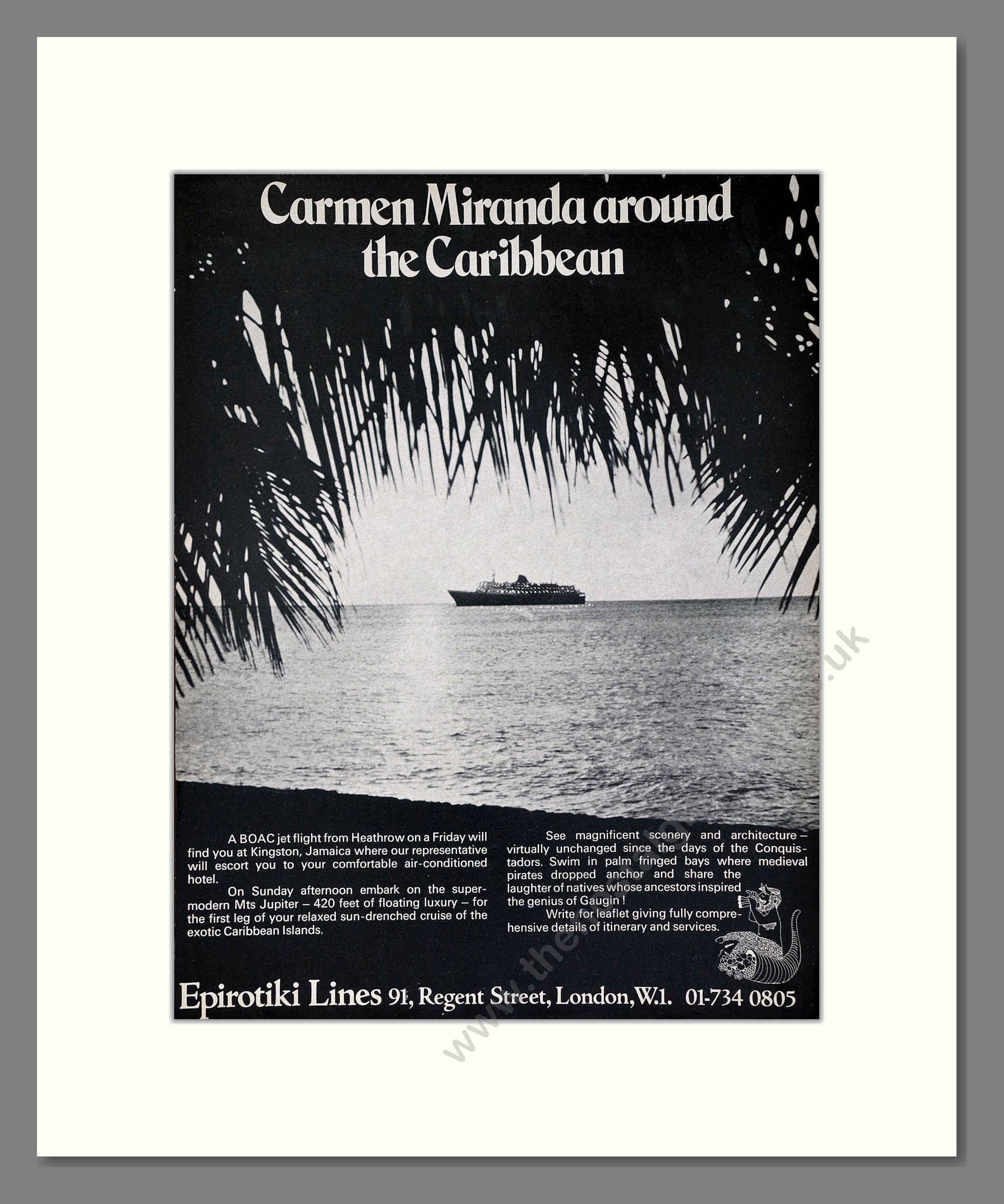 Epirotiki - Caribbean Holiday. Vintage Advert 1971 (ref AD63921)