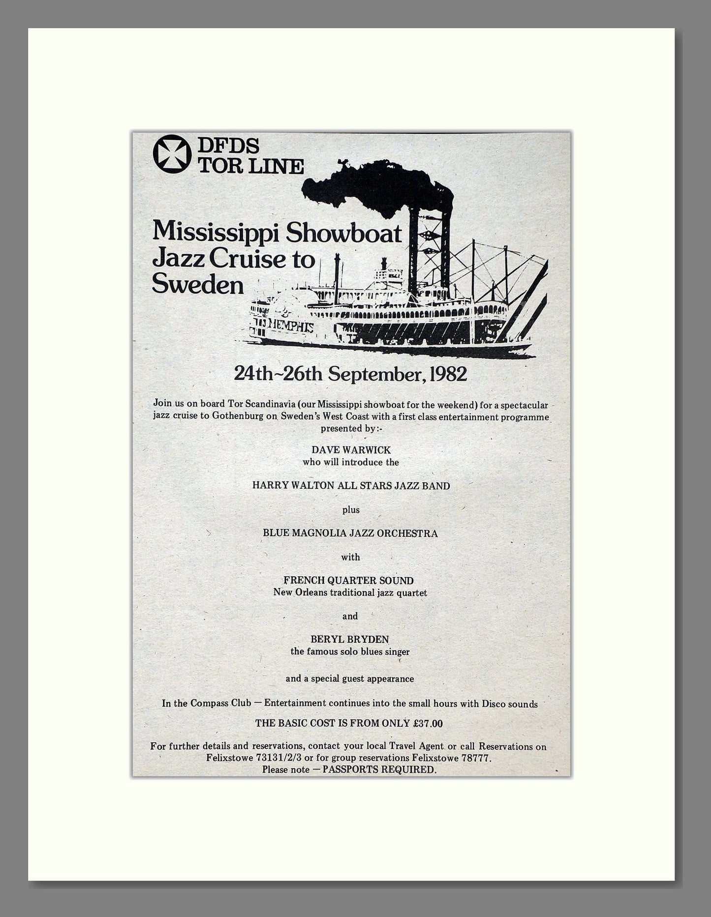 DFDS - Mississippi Showboat. Vintage Advert 1982 (ref AD63927)