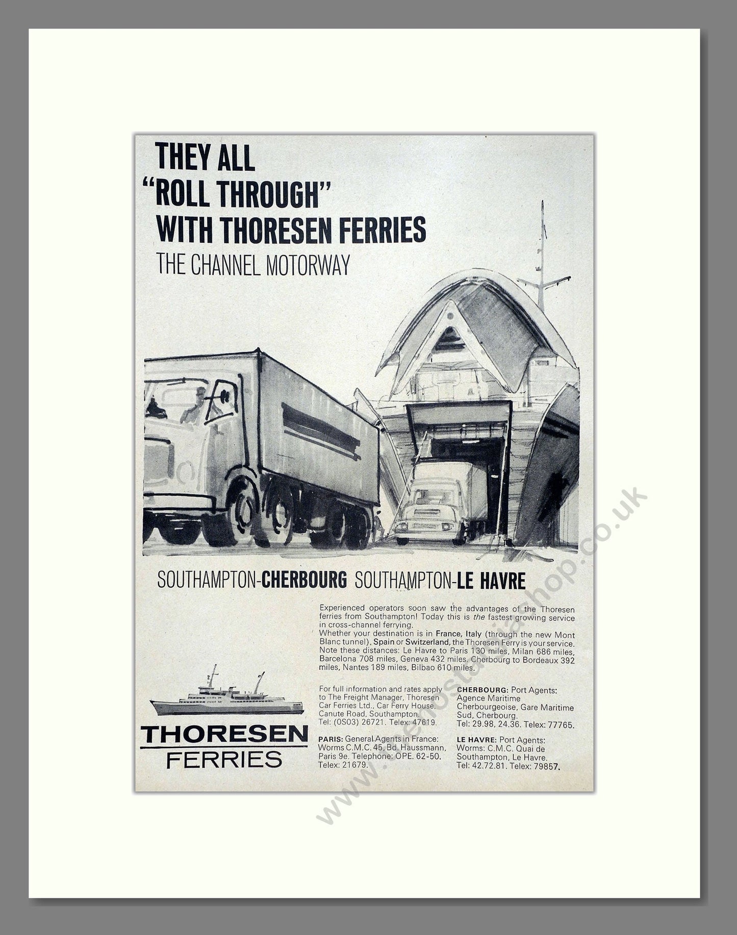 Thoresen - Ferries. Vintage Advert 1966 (ref AD63929)