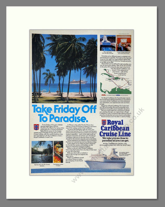 Royal Caribbean - Take Friday Off To Paradise. Vintage Advert 1978 (ref AD63931)