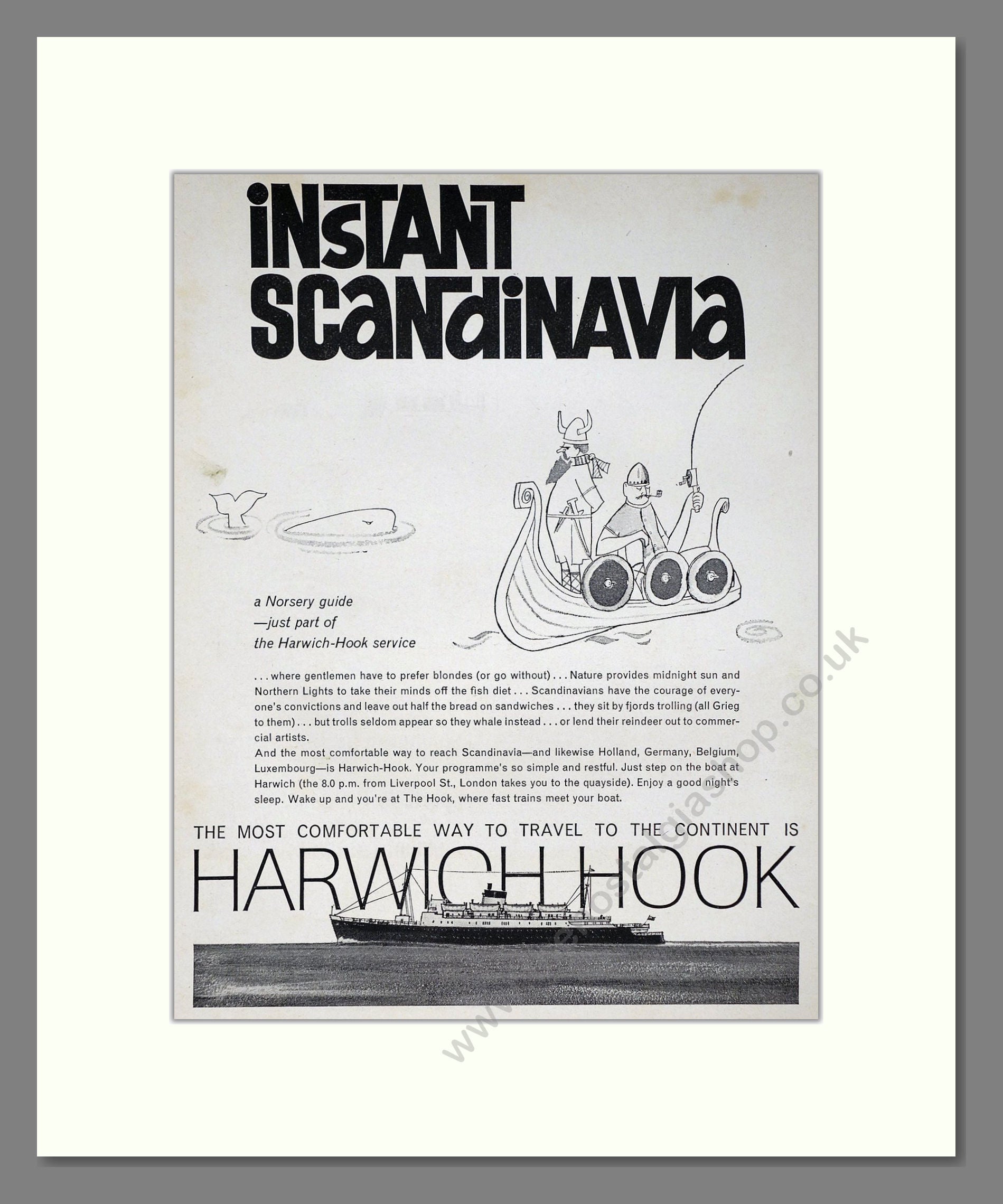 Harwich Hook - Instant Scandinavia. Vintage Advert 1962 (ref AD63945)