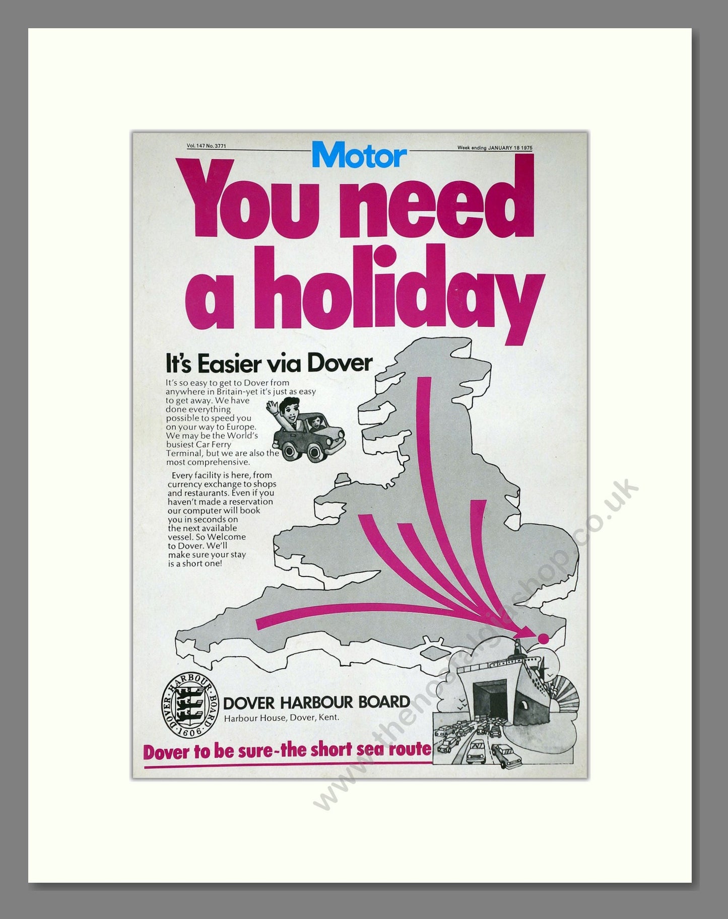 Dover Harbour Board - You Need A Holiday. Vintage Advert 1975 (ref AD63946)